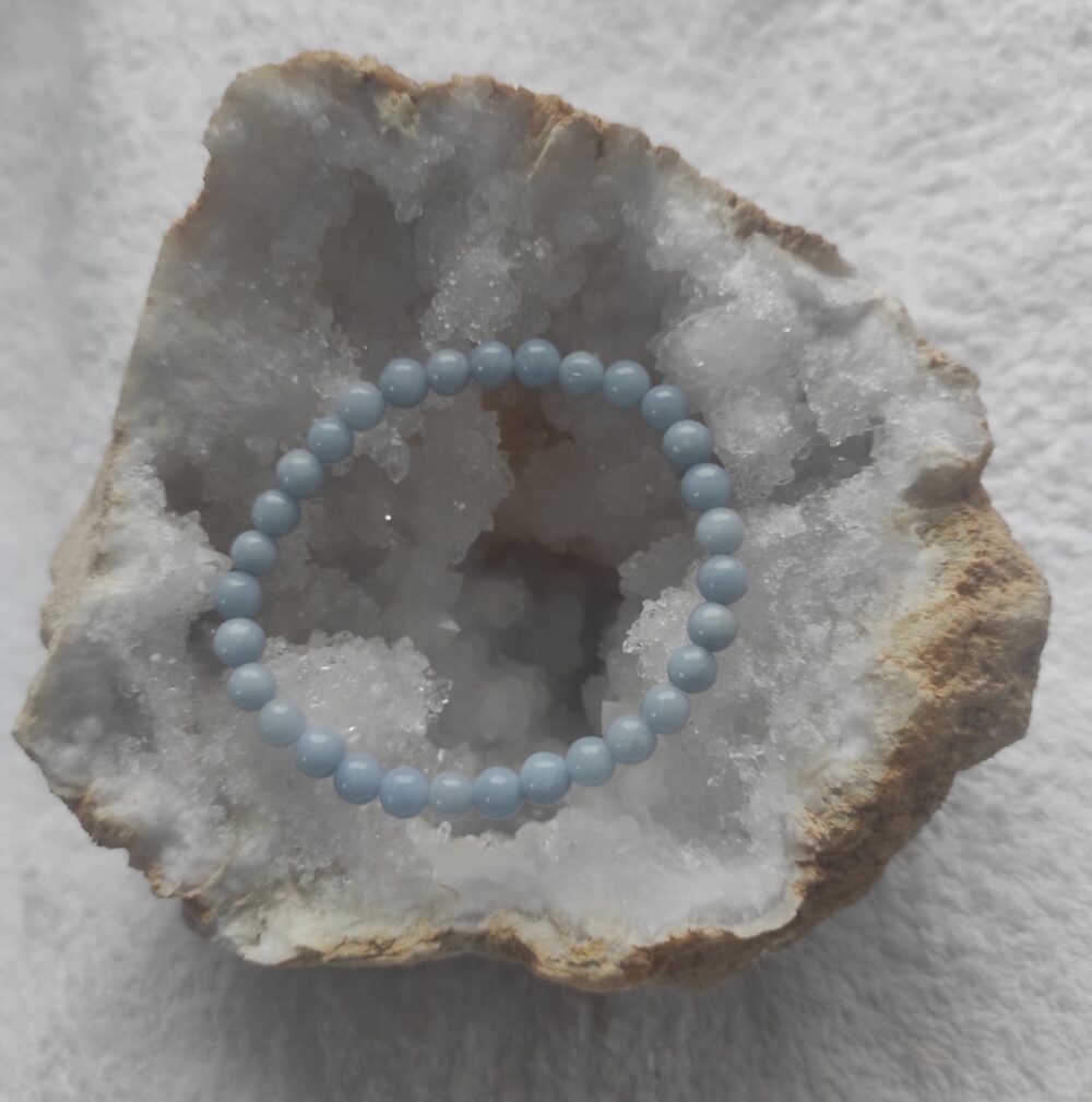 Bracelet Angélite perles 6mm