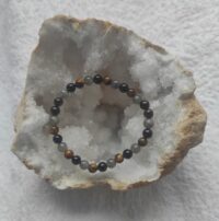 Bracelet Labradorite, Tourmaline noire, Oeil de tigre perles 6mm